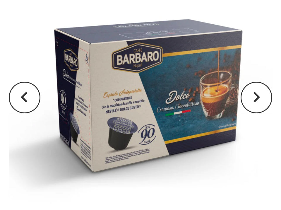 90 Capsule 7,5gr Caffè Barbaro compatibili con macchine da caffè a marchio Nescafé®* Dolce Gusto®*