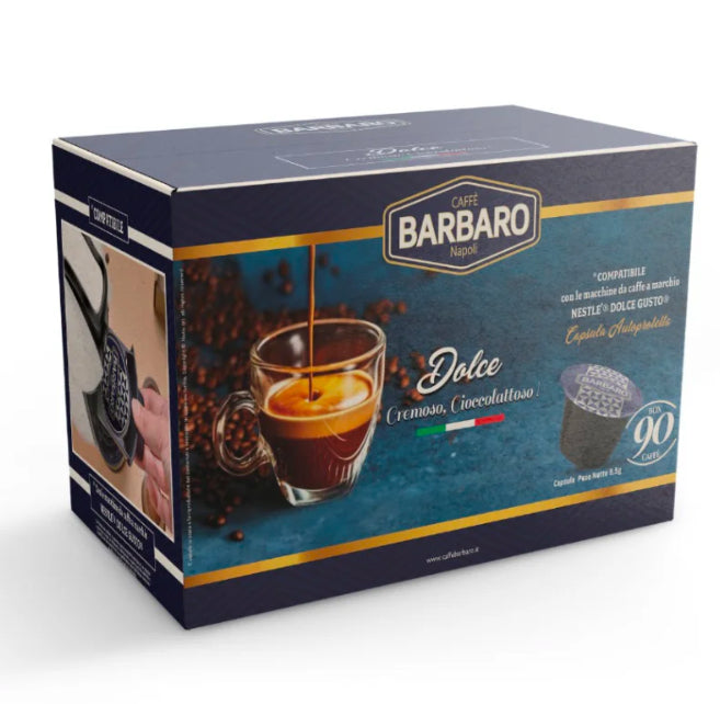90 Capsule 7,5gr Caffè Barbaro compatibili con macchine da caffè a marchio Nescafé®* Dolce Gusto®*